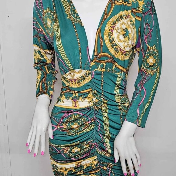 NEW size Large High Fashion Party dress multi color multi print mini dress - Picture 1 of 2